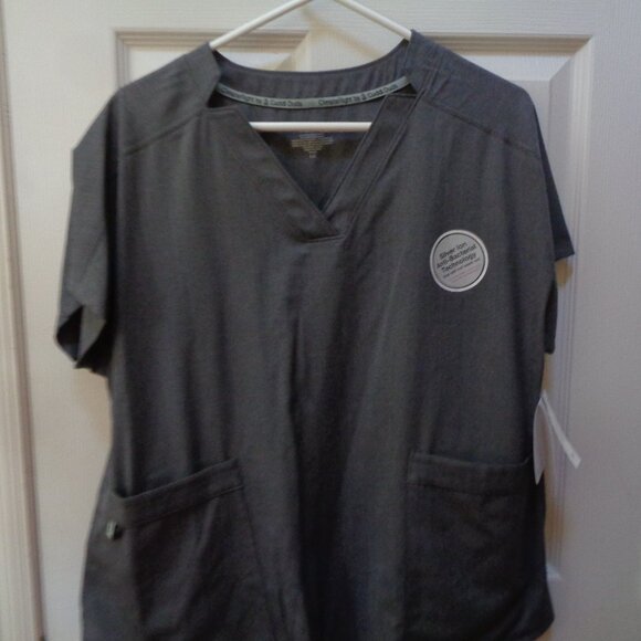 CuddlDuds Climate Right 6 Pocket Nursing Scrub Top Uniform Shirt Large Gray - Picture 1 of 7